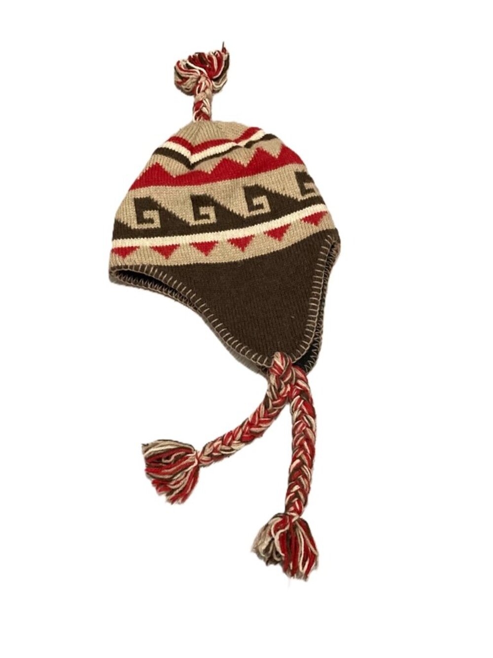 Ocean Wave Pattern Knitted Wool Winter Ear Flap Beanie UNISEX Adult One Size
